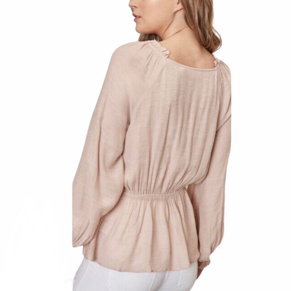 Peplum V Neck Light Pink Blouse - Picture 4 of 16